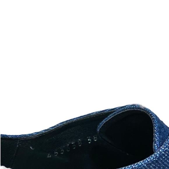 Stella McCartney Elyse Platform Denim Blue Beige Polka Dot Shoes Women's 38 or 8 - Picture 3 of 6